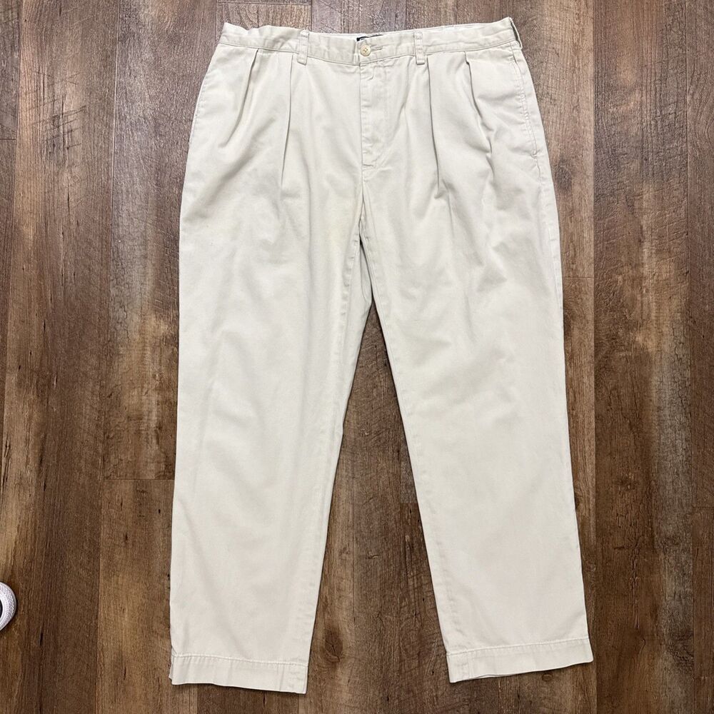 Polo Ralph Lauren Ethan Pant Mens 38x30 Khaki Cotton Pleated Chino Pants Classic